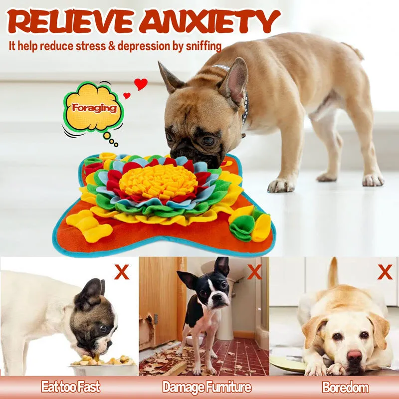 New Smelling Mat for Dogs | Colorful Flower & Bone Design | Pet Smell Training Blanket to Consume Physical Energy