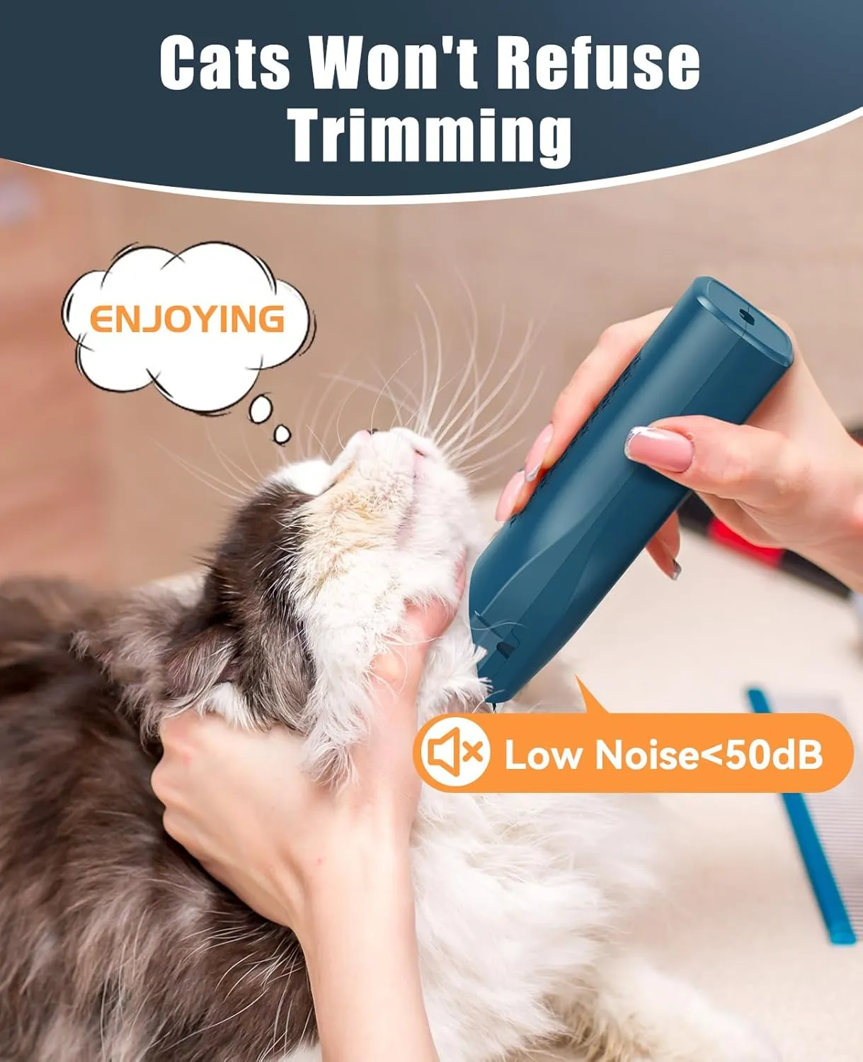 oneisall Pet Clipper for Cat Matted Hair, Pet Shaver for Cats Quiet Pet Clippers Waterproof Cordless Cat Clippers for Matted Hair Long Hair with Storage Bag (Green)