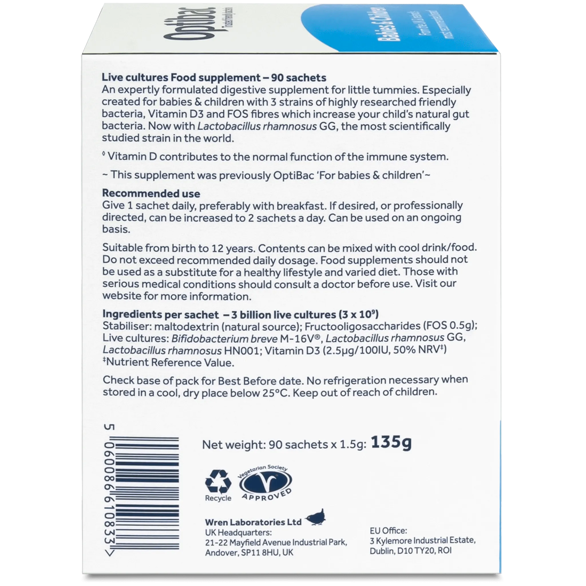 OptiBac For Babies & Children 90 Sachets