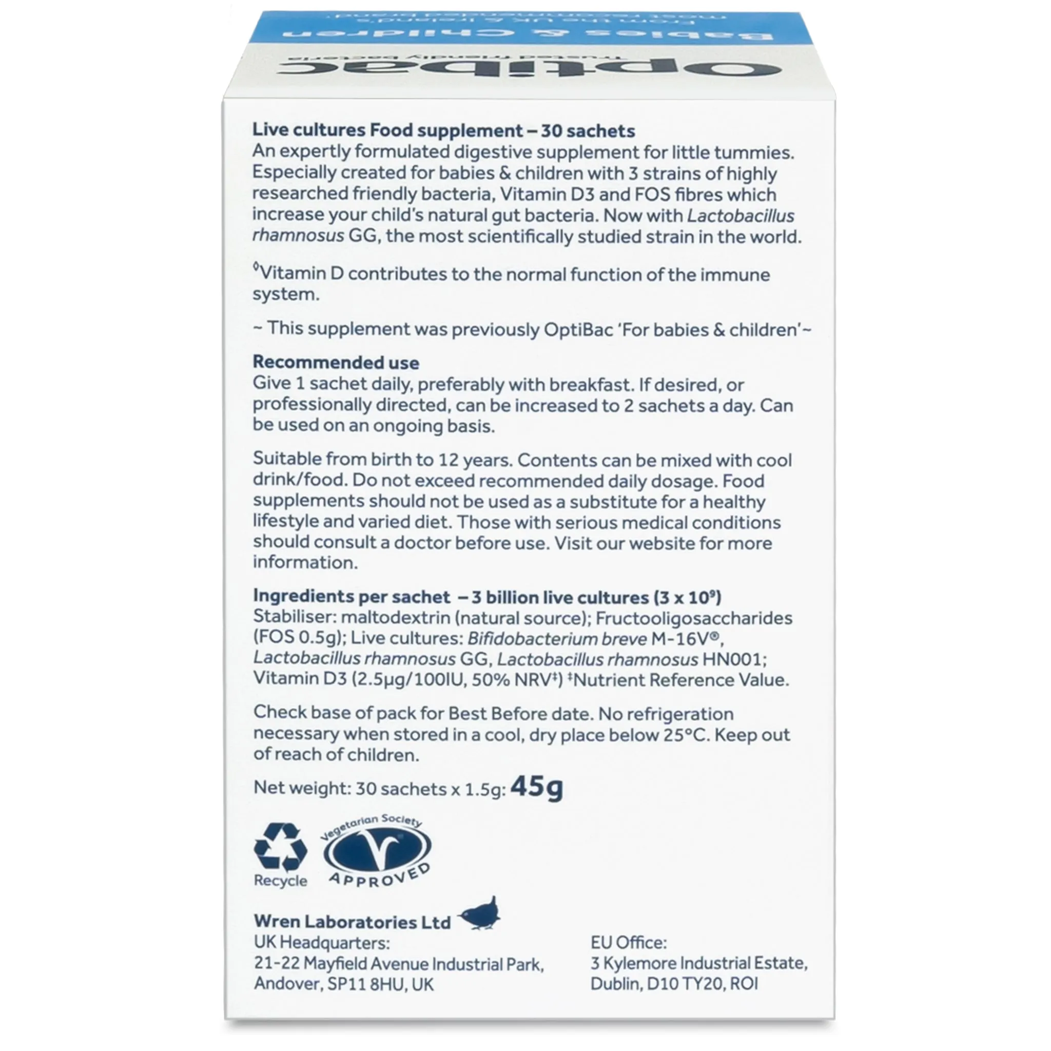 Optibac Probiotics For babies & children 30 sachet