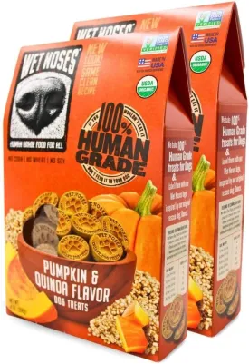Organic Crunchy Dog Treats  for All Pet Sizes, Breeds  All-Natural Puppy Treat, Senior Dog Snack  100% Human-Grade  Delicious Chews for Dogs  Pumpkin & Quinoa, 14 Oz (2-Pack)