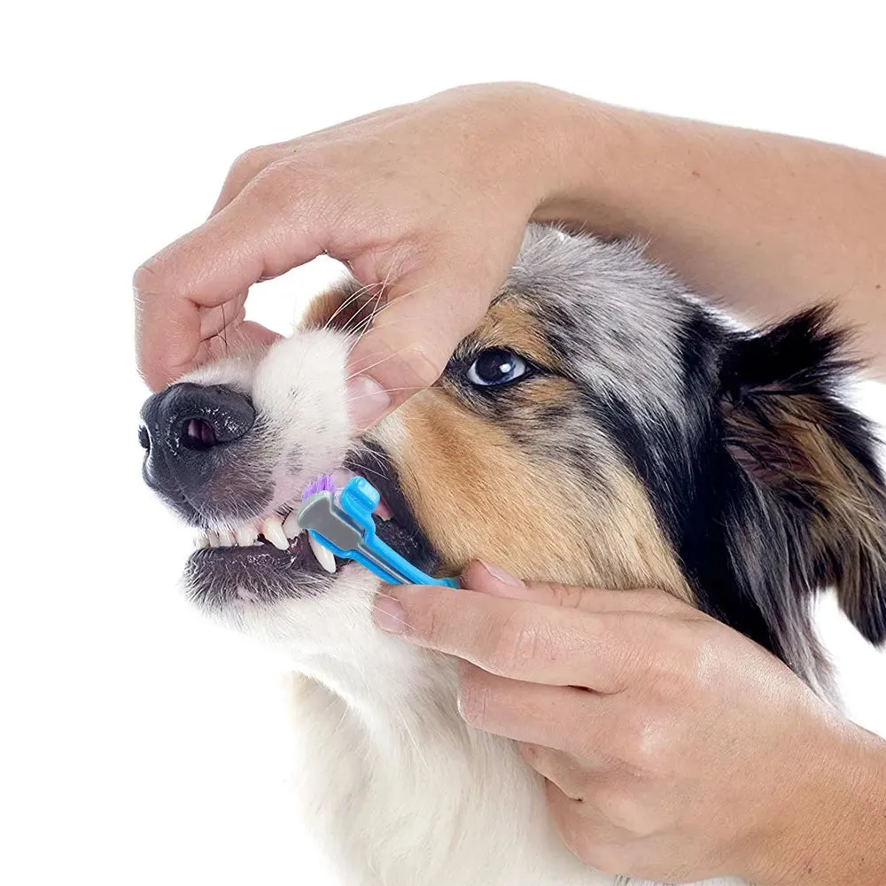 PawsomeCare Dog Toothbrush - Three-Sided Pet Dental Brush for Fresh Breath, Tartar Control, and Gentle Teeth Cleaning
