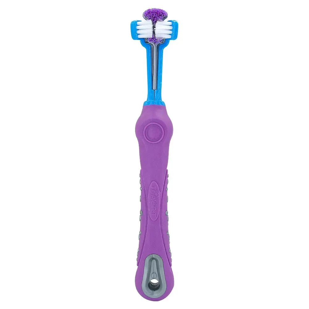 PawsomeCare Dog Toothbrush - Three-Sided Pet Dental Brush for Fresh Breath, Tartar Control, and Gentle Teeth Cleaning