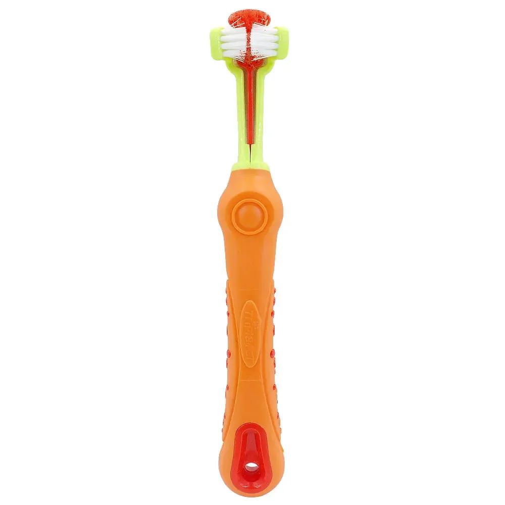 PawsomeCare Dog Toothbrush - Three-Sided Pet Dental Brush for Fresh Breath, Tartar Control, and Gentle Teeth Cleaning