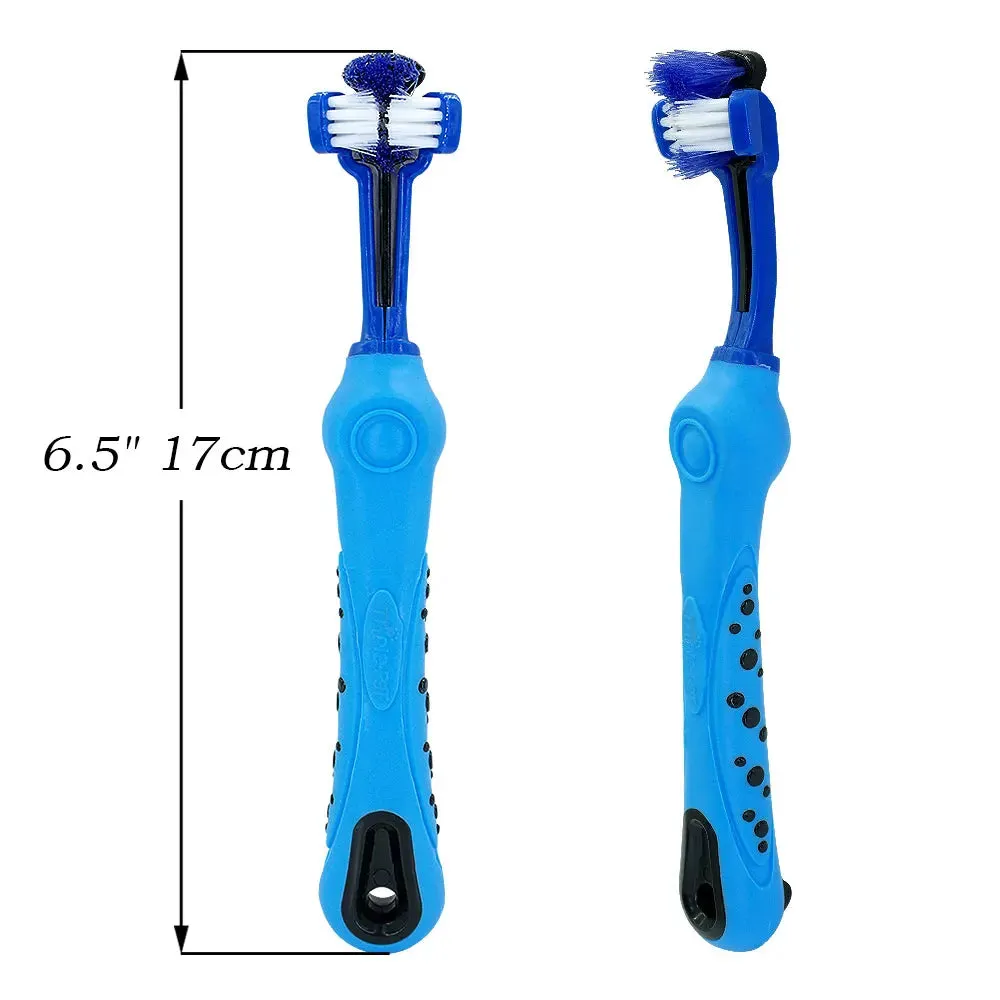 PawsomeCare Dog Toothbrush - Three-Sided Pet Dental Brush for Fresh Breath, Tartar Control, and Gentle Teeth Cleaning