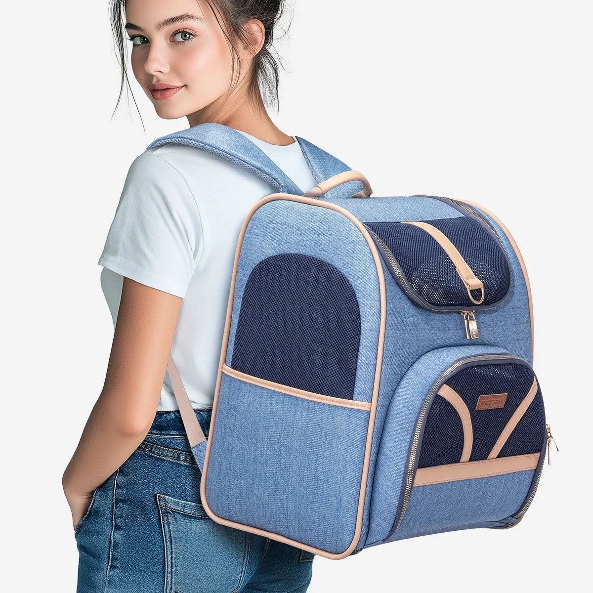 PETSFIT Vira Blazer Denim Backpack for Pets