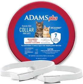 Plus Flea & Tick Collar for Cats | Breakaway Collar | 2pk | 7 Months Protection | Kills & Repels Fleas, Flea Eggs, Flea Larvae and Kills Ticks, Nymphs, and Tick Larvae, White