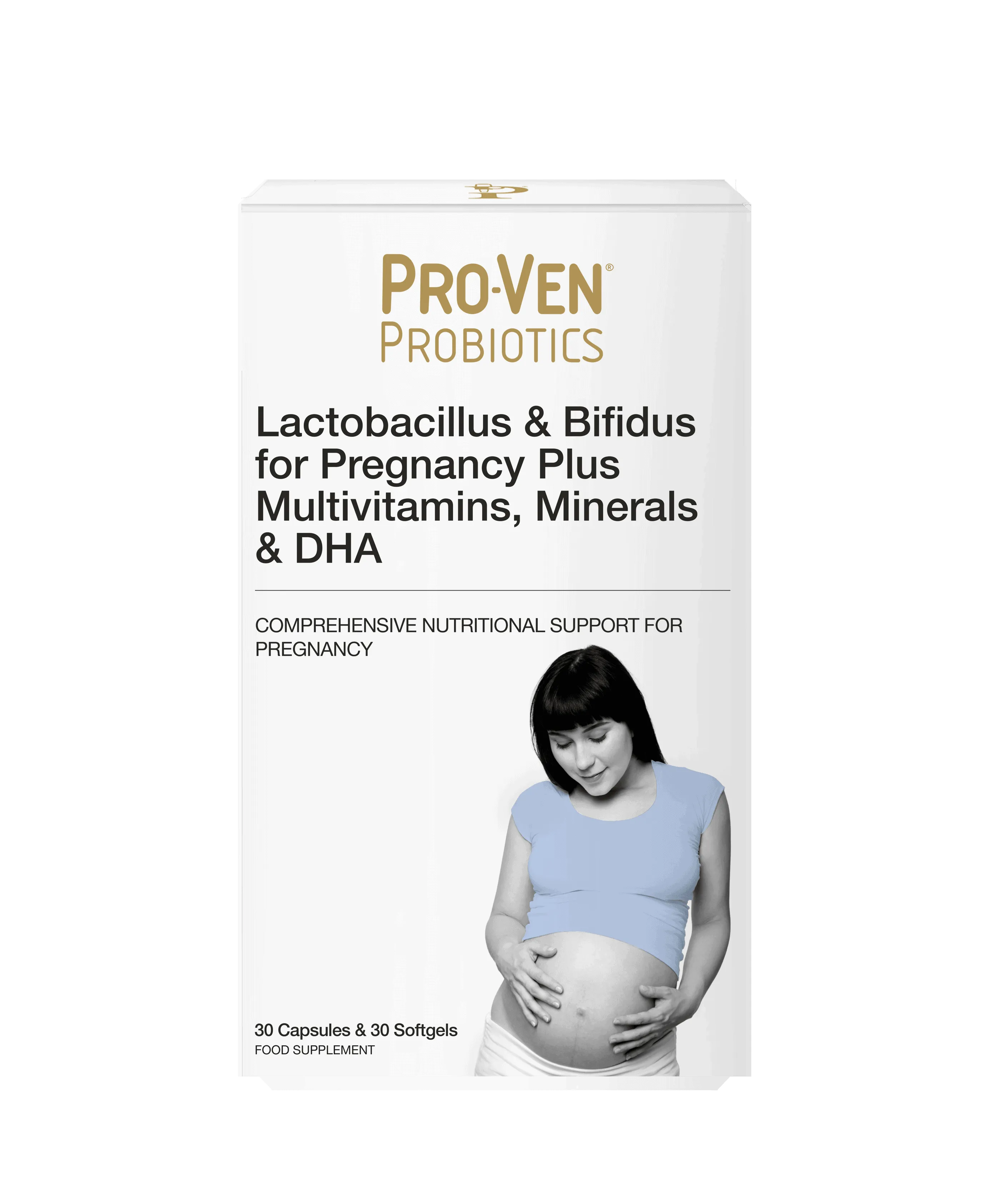 Pro-Ven Lactobacillus & Bifidus for Pregnancy Plus Multivitamins, Minerals & DHA 60 Capsules