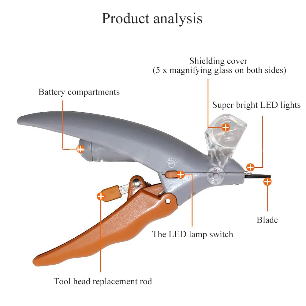 Professional Pet Nail Scissors with LED Light