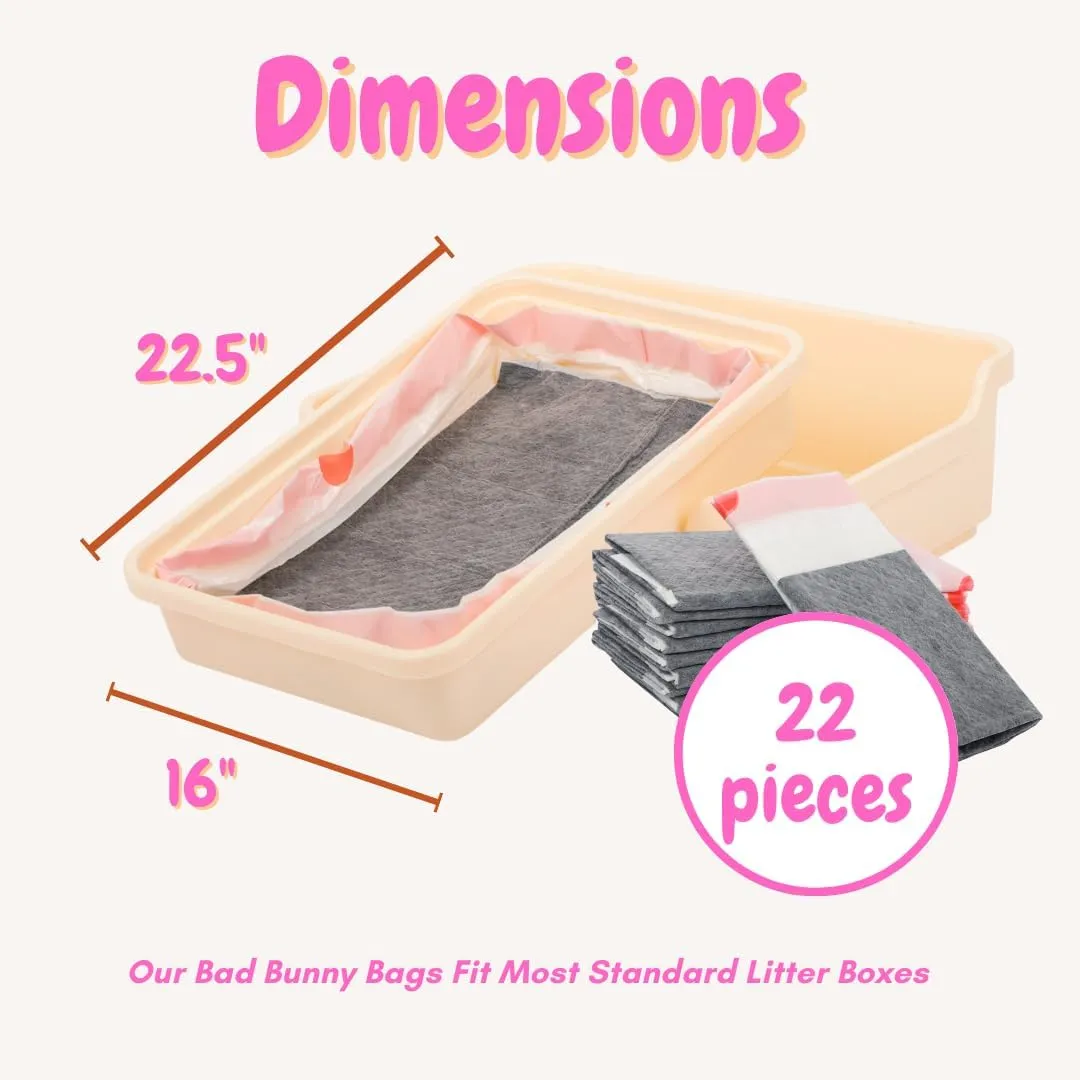 Rabbit Litter Box Liners, Litter Mat with Actived Carbon for Odor Control, Disposable Poop Bags for Bunnies and Small Animals (Large)