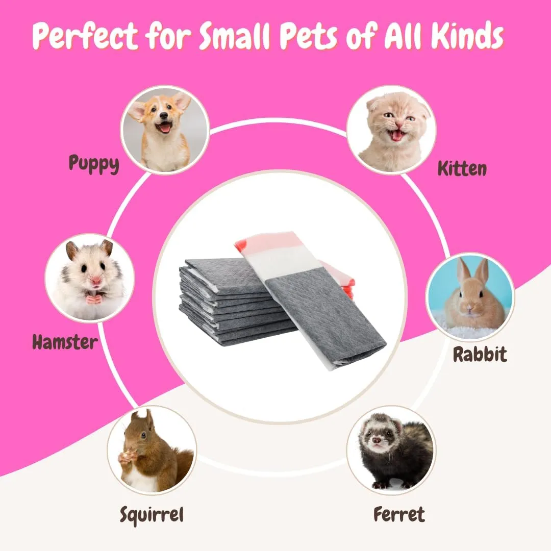 Rabbit Litter Box Liners, Litter Mat with Actived Carbon for Odor Control, Disposable Poop Bags for Bunnies and Small Animals (Large)