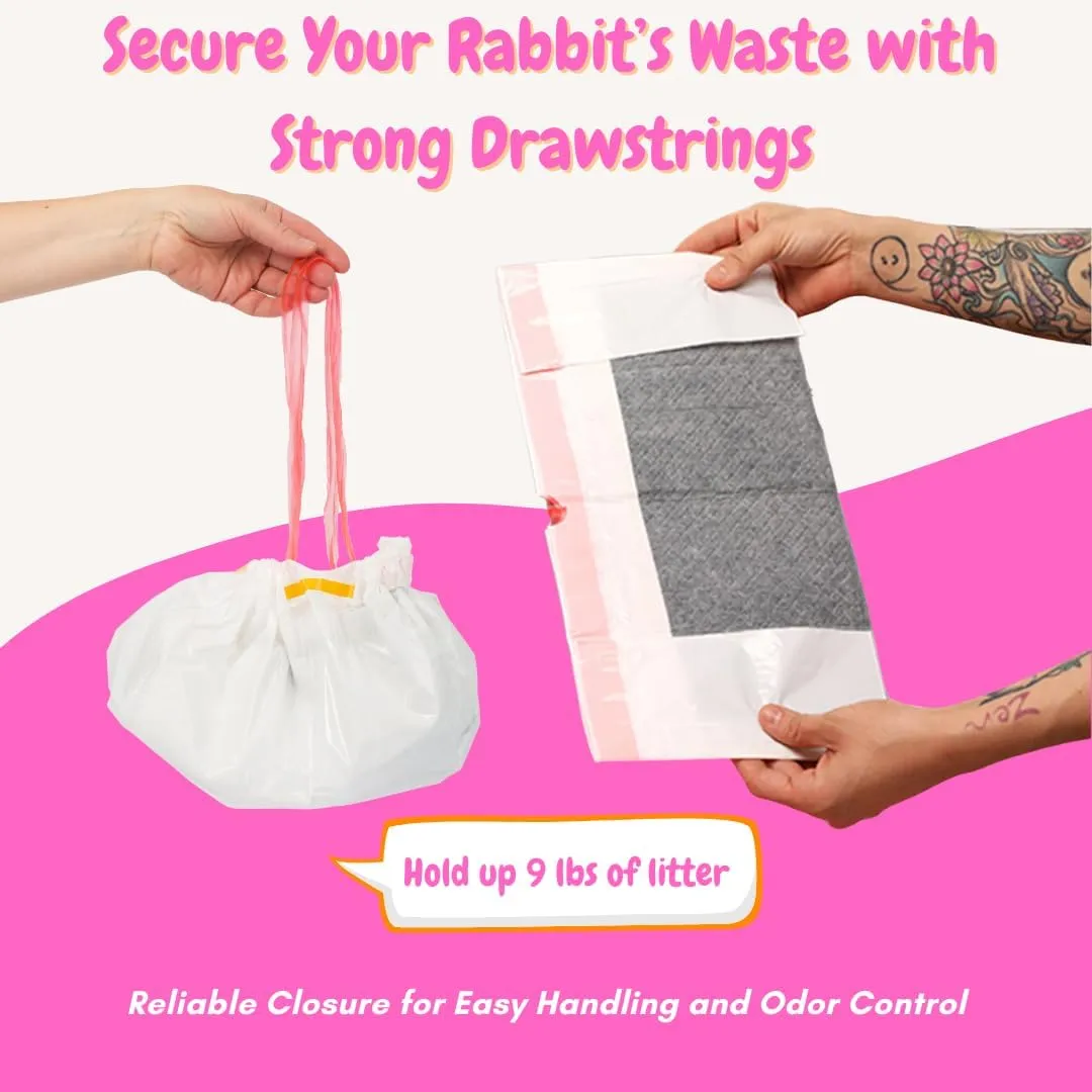 Rabbit Litter Box Liners, Litter Mat with Actived Carbon for Odor Control, Disposable Poop Bags for Bunnies and Small Animals (Large)