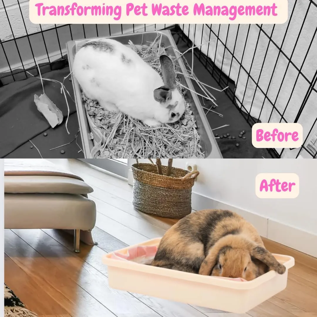 Rabbit Litter Box Liners, Litter Mat with Actived Carbon for Odor Control, Disposable Poop Bags for Bunnies and Small Animals (Large)