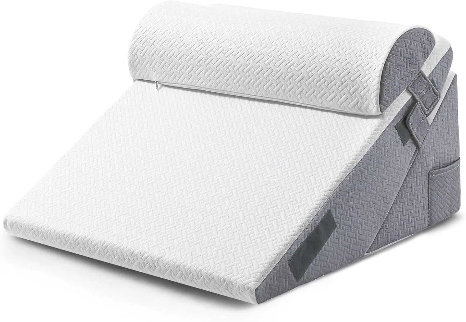 Sasttie Wedge Pillow Set for After Surgery, Adjustable Orthopedic Bed Wedge Pillow Set for After Surgery, Sleeping, Acid Reflux, Back Pain, and Recovery, Dark Grey & White