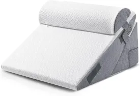 Sasttie Wedge Pillow Set for After Surgery, Adjustable Orthopedic Bed Wedge Pillow Set for After Surgery, Sleeping, Acid Reflux, Back Pain, and Recovery, Dark Grey & White