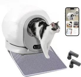Smart Self-Cleaning Cat Litter Box with APP Control - WiFi Connected Large Enclosed Design, Auto-Cleaning & Dual Odor Control Odor Control Litter Box for Multiple Cats Includes