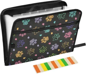 susiyo Colorful Doodle Dog Paw Print Expanding File Folder 13 Pocket Expanding Organizer File Folder for A4 Letter Size