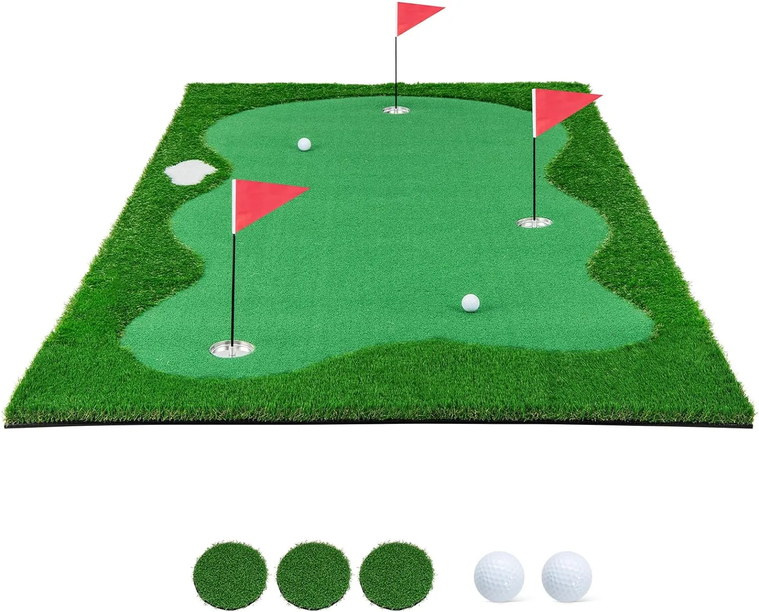 Tangkula 10 FT Golf Putting Green, Large Professional Golf Training Mat with Realistic Artificial Grass Turf