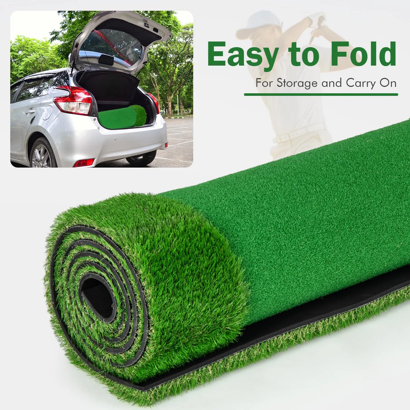 Tangkula 10 FT Golf Putting Green, Large Professional Golf Training Mat with Realistic Artificial Grass Turf