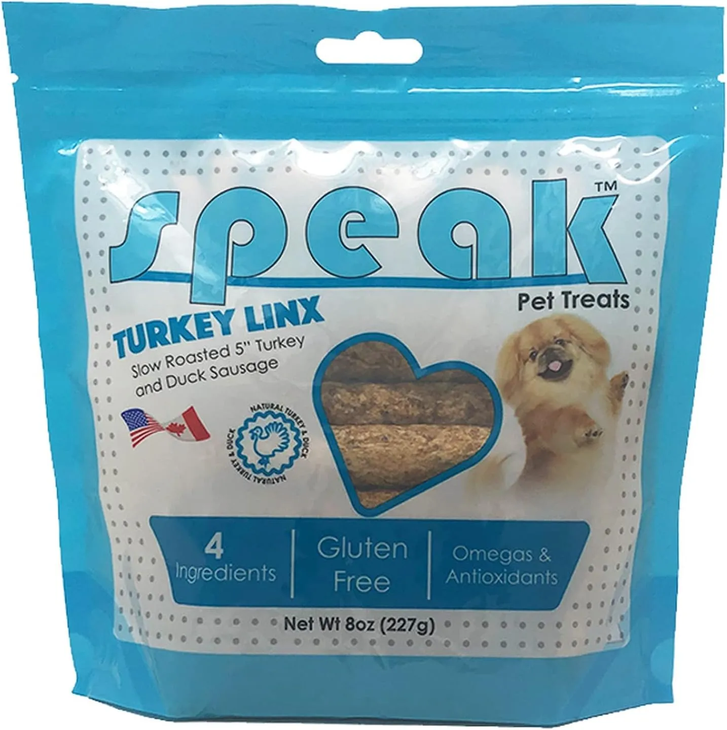 Treats Turkey Linx, Natural Gluten Free Low Calorie Training Treat Snacks with Duck Sausage, Perfect for Dogs, 8 Ounces