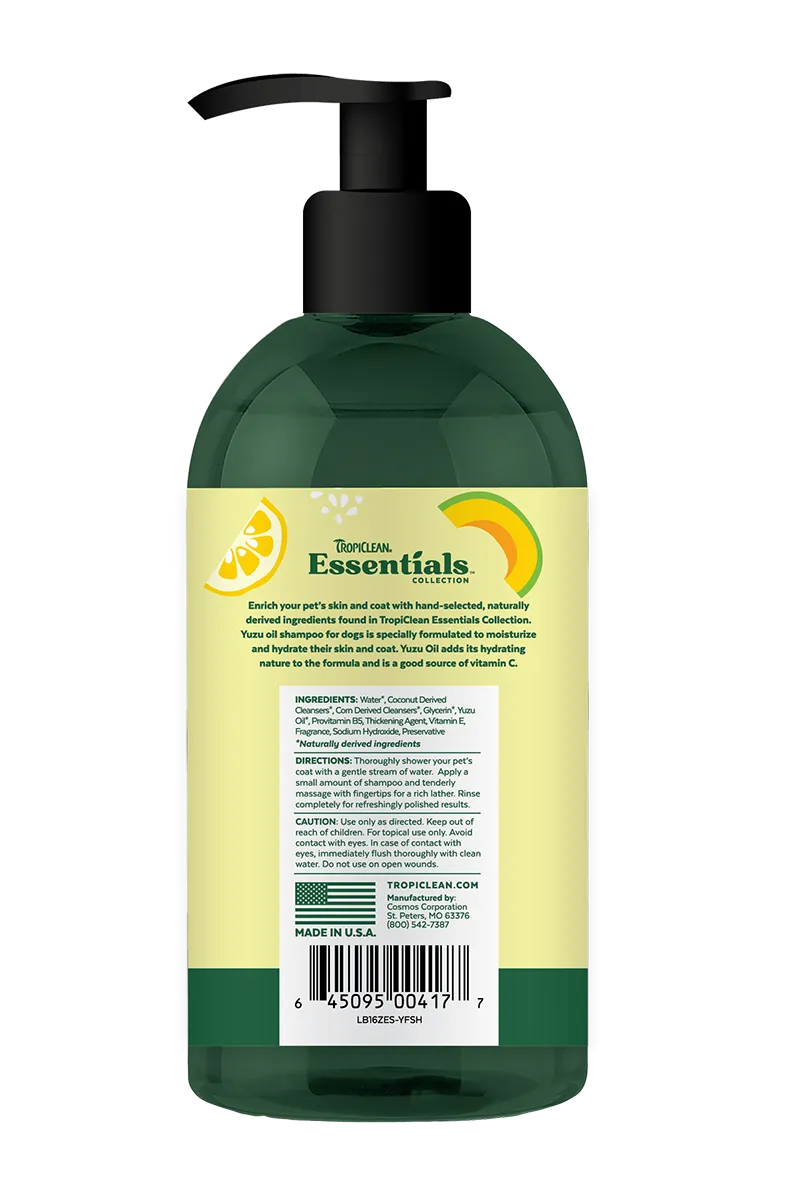 TropiClean Essentials Yuzu Fruit Shampoo for Dogs 16 oz