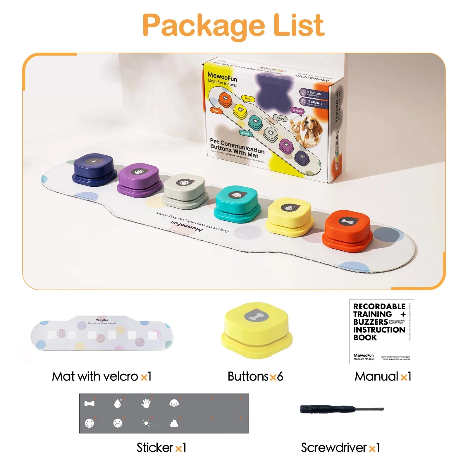 Voice Recording Button Pet Toys | Dog Buttons for Communication | Pet Training Buzzer with Mat | Recordable Talking Button