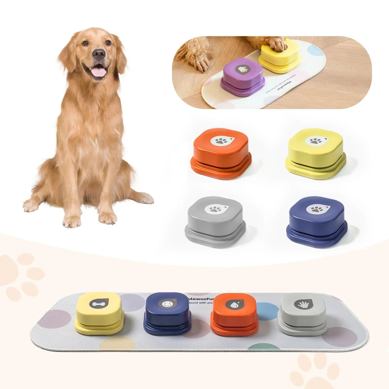 Voice Recording Button Pet Toys | Dog Buttons for Communication | Pet Training Buzzer with Mat | Recordable Talking Button
