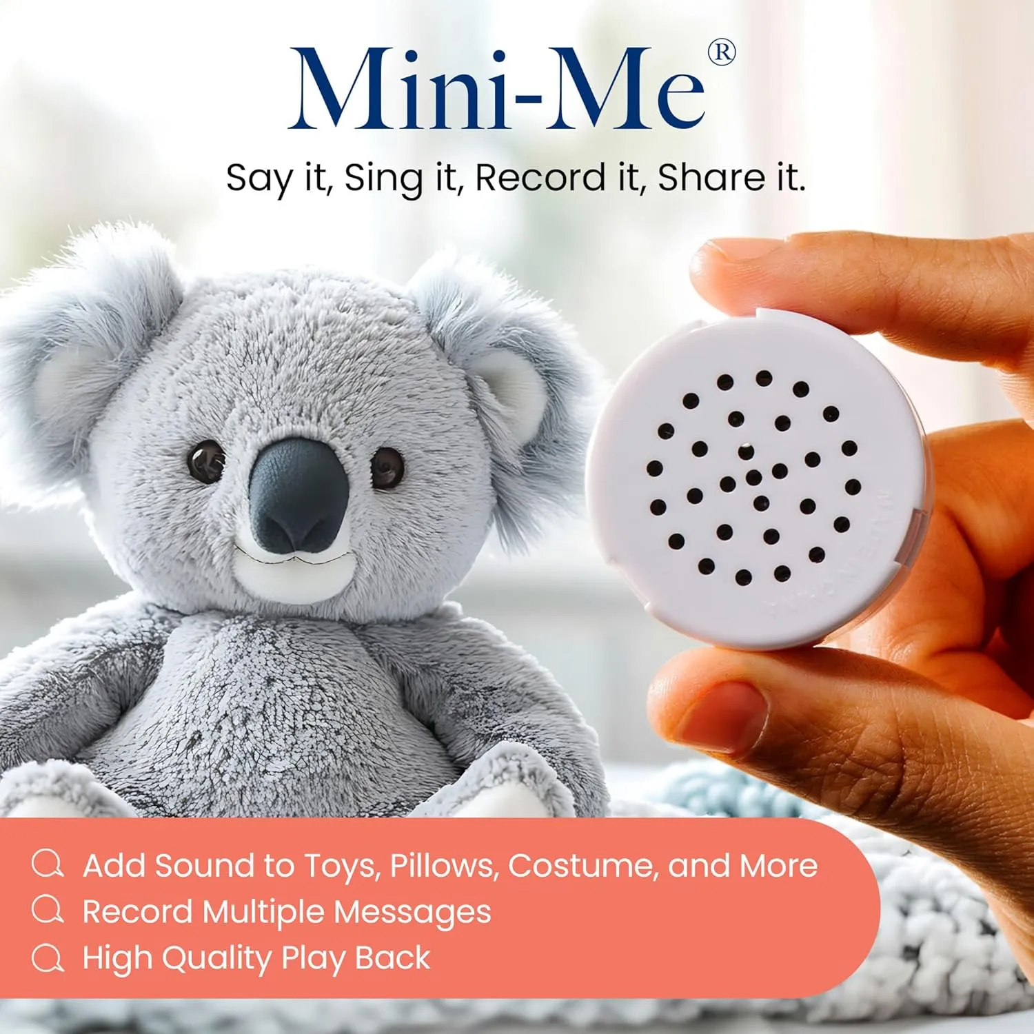 VoiceGift 60 Second Multi-Message Voice Recorder, Record Custom Messages for Plush Toy, Stuffed Bear Toy, Baby Doll Toy, and Pillow - 2 Pack
