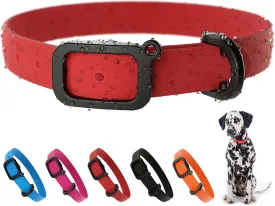 Waterproof Dog Collar - Durable, Comfortable and Adjustable Outdoor Dog Collar with Wear Resistant Buckle and ID Tag Ring for Medium Dogs by Nuvuq (Red, Medium)